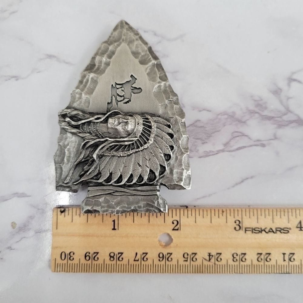 Siskiyou Buckle Co 80's Arrowhead Indian Chief Belt Buckle Silver Toned - Picture 6 of 8